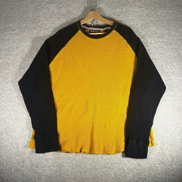 Other - Y2K old navy yellow and navy blue skater long sleeve thermal shirt Size XL
